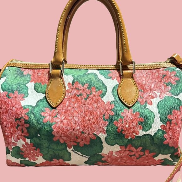 Dooney & Bourke Pink Geraniums Bag With Pouch EUC - Picture 2 of 4
